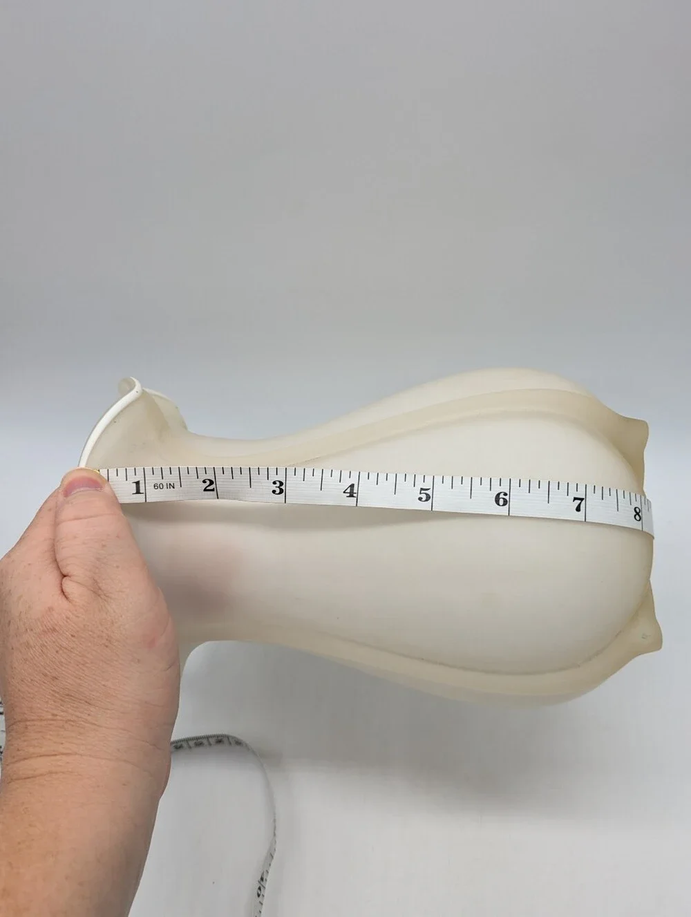 Vintage Cream Off White Glass Scalloped Edge Vase